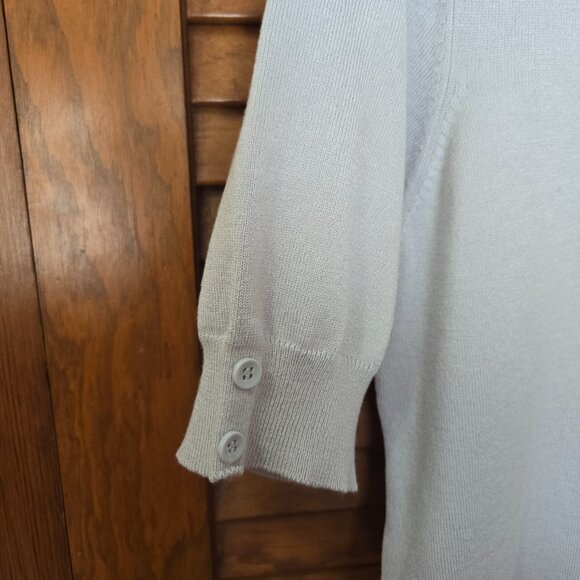Christopher & Banks Knit Top Short Sleeve Grey/Silver T-Shirt Crew Neck Size S - Picture 3 of 6